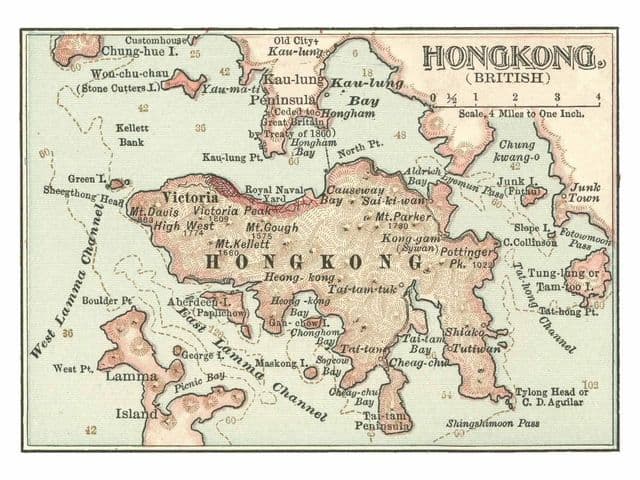 Plan antique de Hong Kong