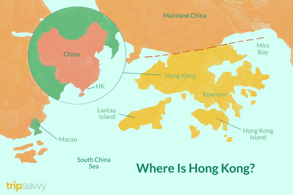 Ville de Hong Kong sur la carte de China