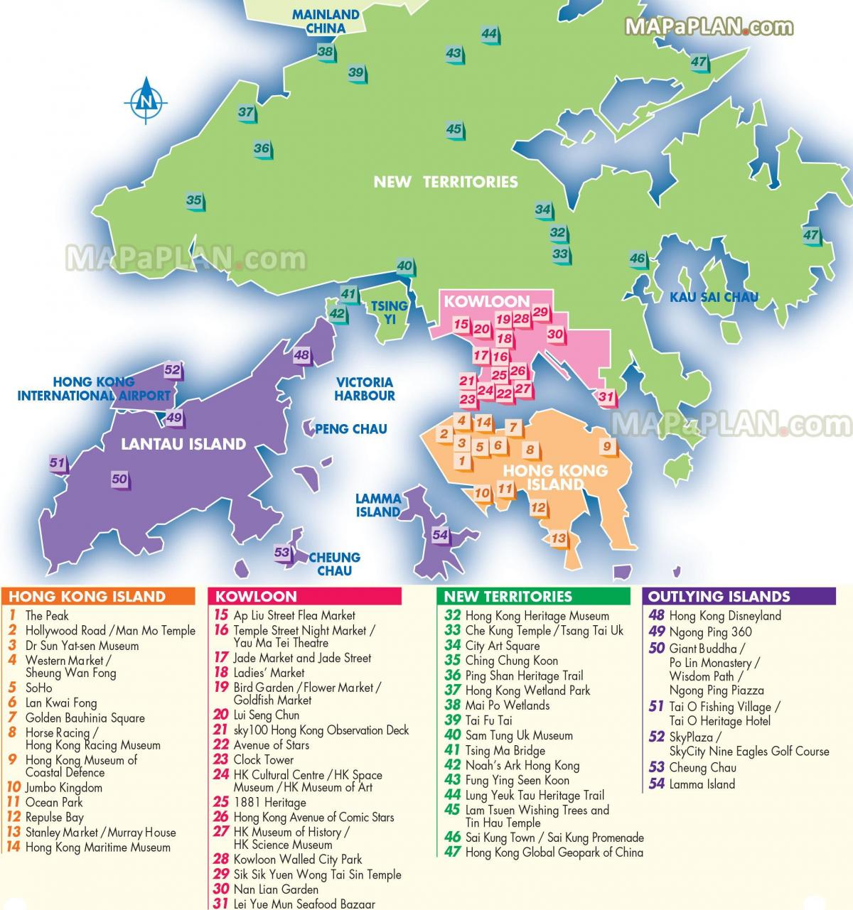 Plan des attractions de Hong Kong