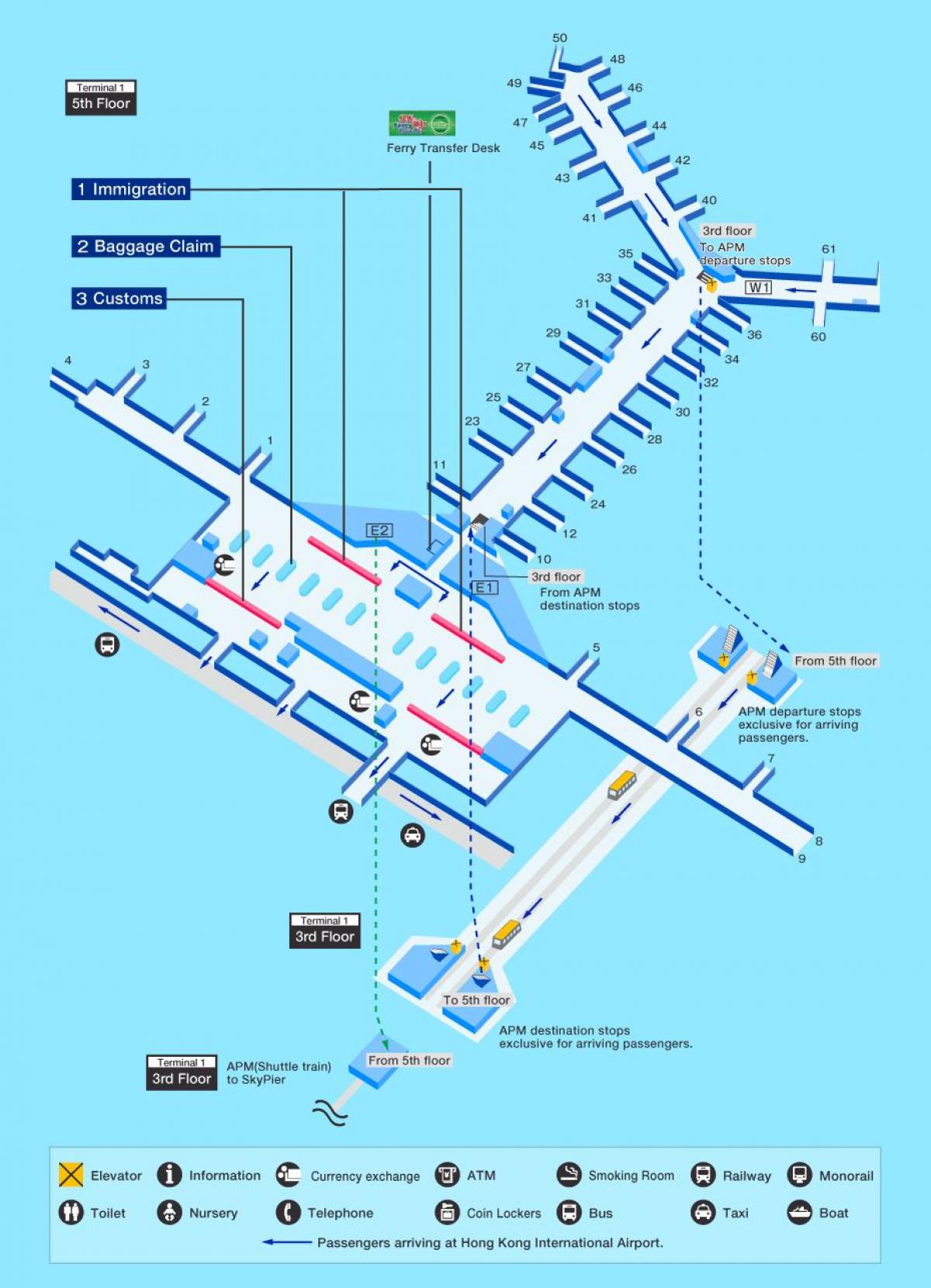 Plan des terminaux aéroport de Hong Kong