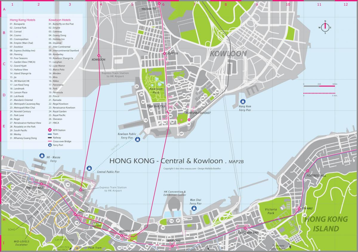 Plan du centre ville de Hong Kong
