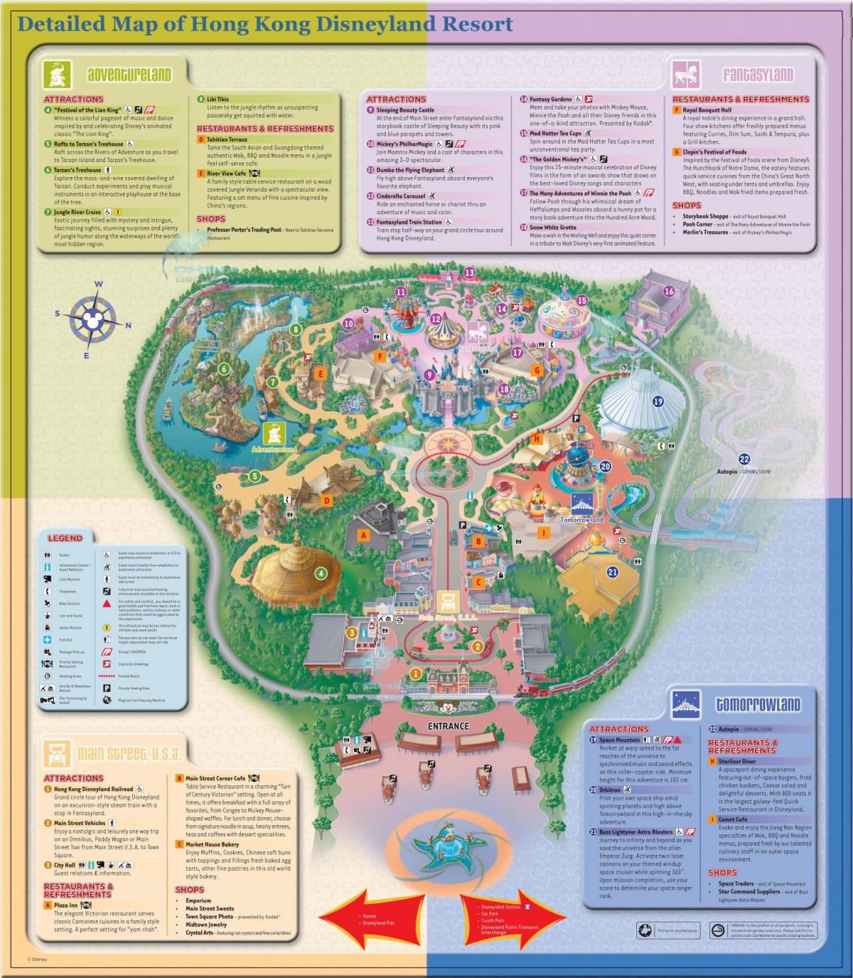 Plan du parc Disneyland de Hong Kong