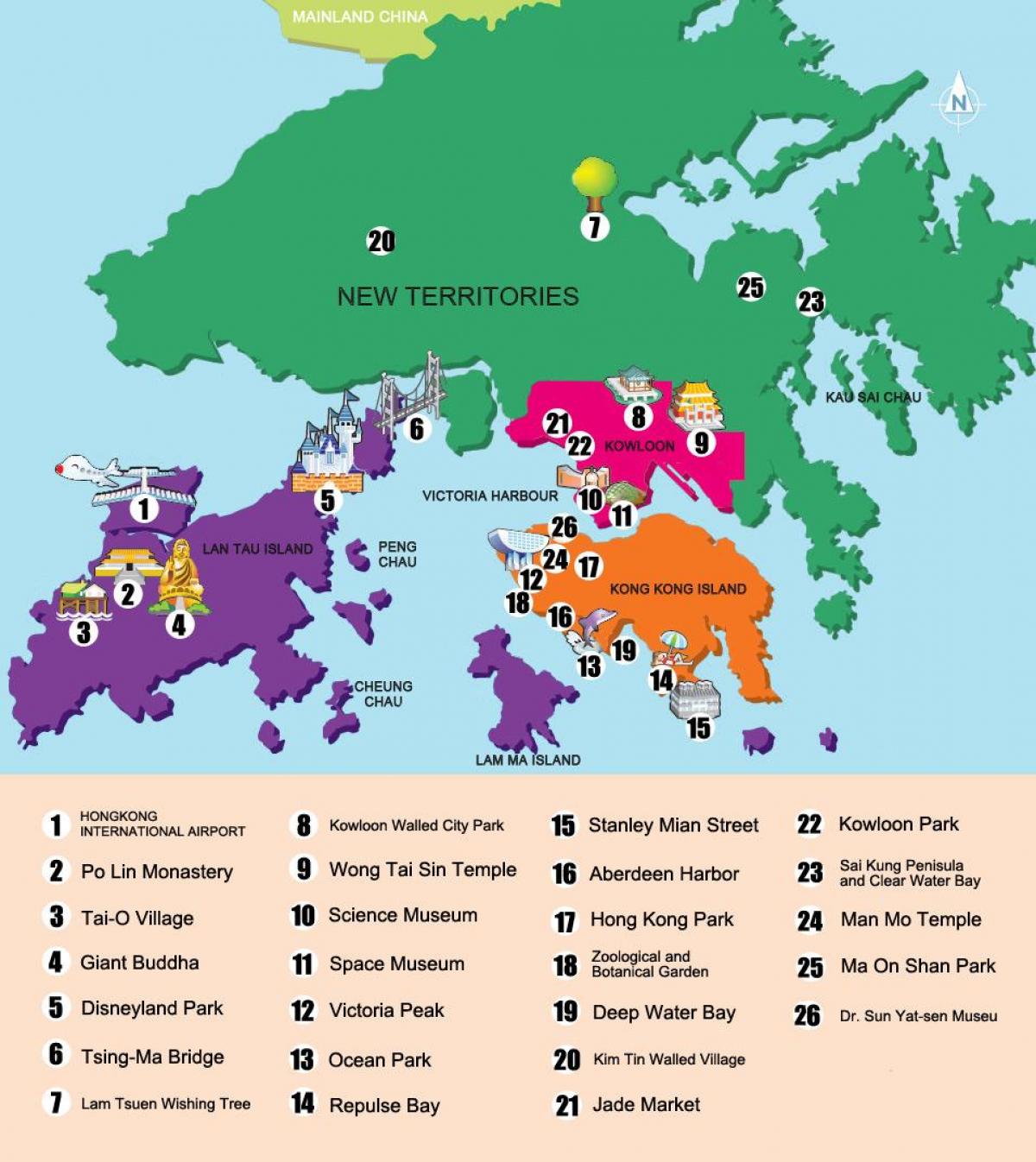 Plan des monuments de Hong Kong